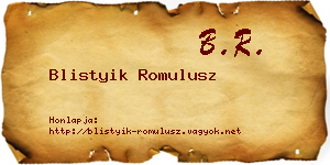 Blistyik Romulusz névjegykártya